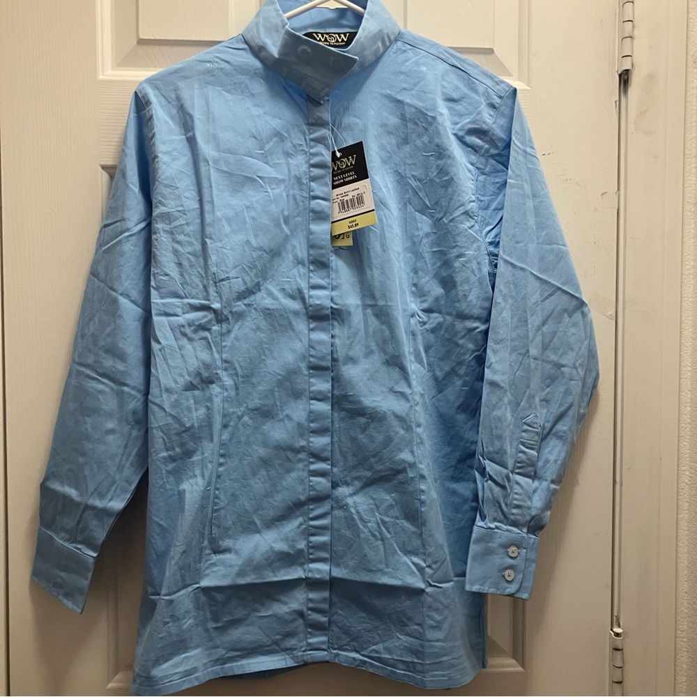 WOW Long Sleeve Show Shirt, Blue Women's Medium New With Tags